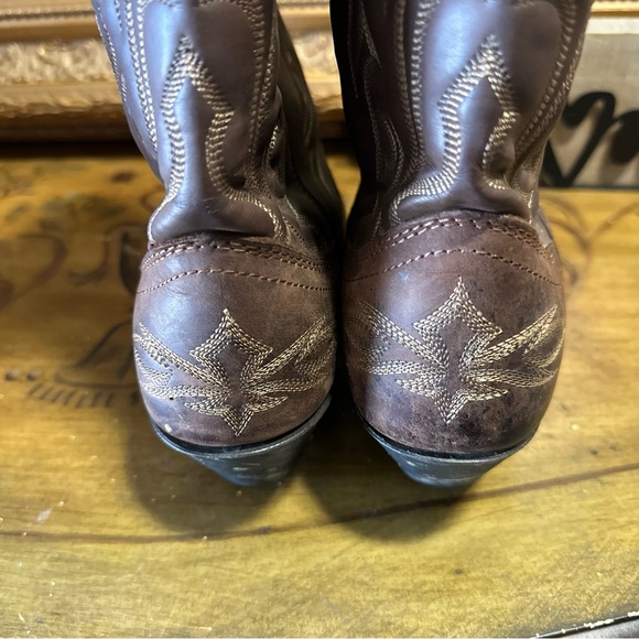 Laredo Women's Western Leather Cowboy Boots Brown Size 10 M Beautiful Pattern - Picture 14 of 16